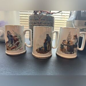 Set of 3 Norman Rockwell For a Good Boy Looking Out to Sea Bracing the Storm Mug